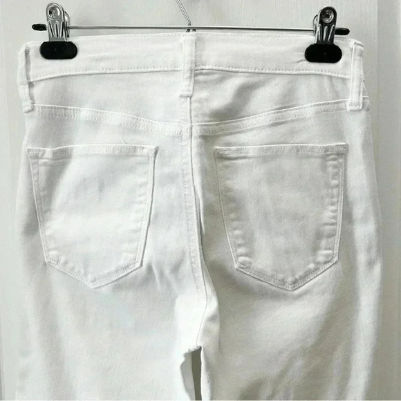 GAP True Skinny Jeans High Rise Split Hem Front Ankle Slit Stretch White Size 26 - Picture 8 of 16